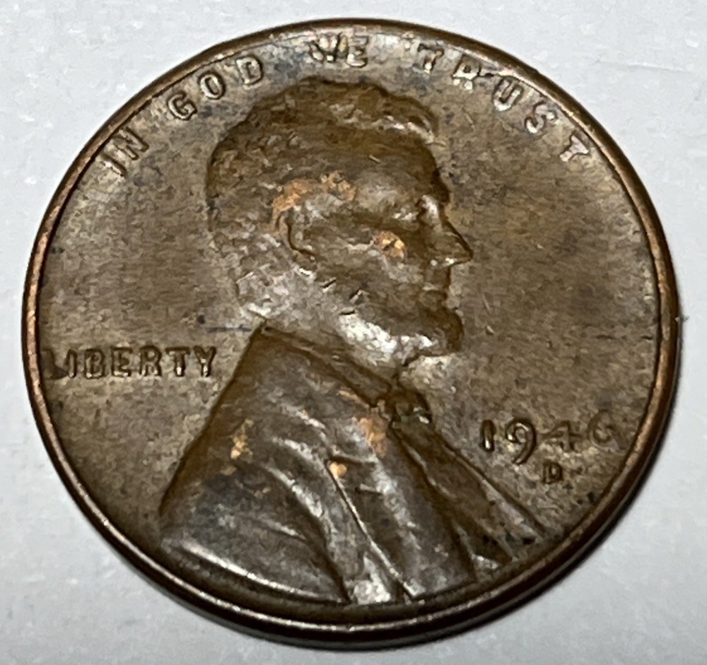 1946 D Wheat Penny Error Cracked Planchet Error