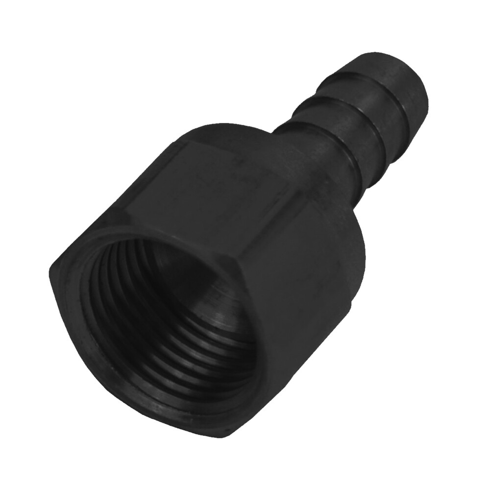 Straight 3/8" Barb to -8AN Female Swivel Fitting Hose End Aluminum Black Anodize