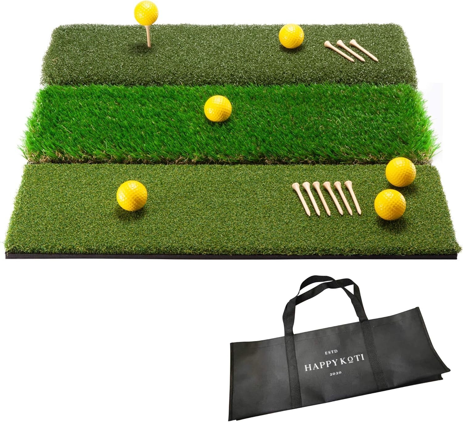 24"x24" Grass Turf 3-in-1 Collapsible Golf Practice Hitting mat with Tee & Balls