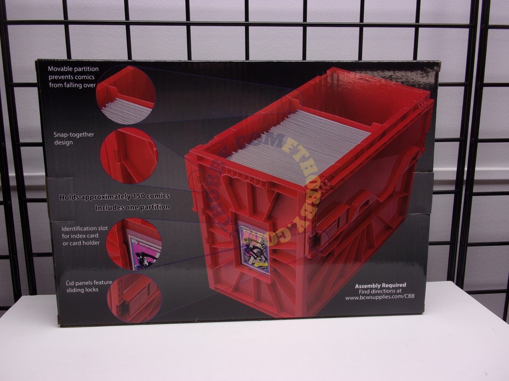 BCW RED Short Comic Book Bin Heavy Duty Stackable Plastic Box Holds 150 Bagged