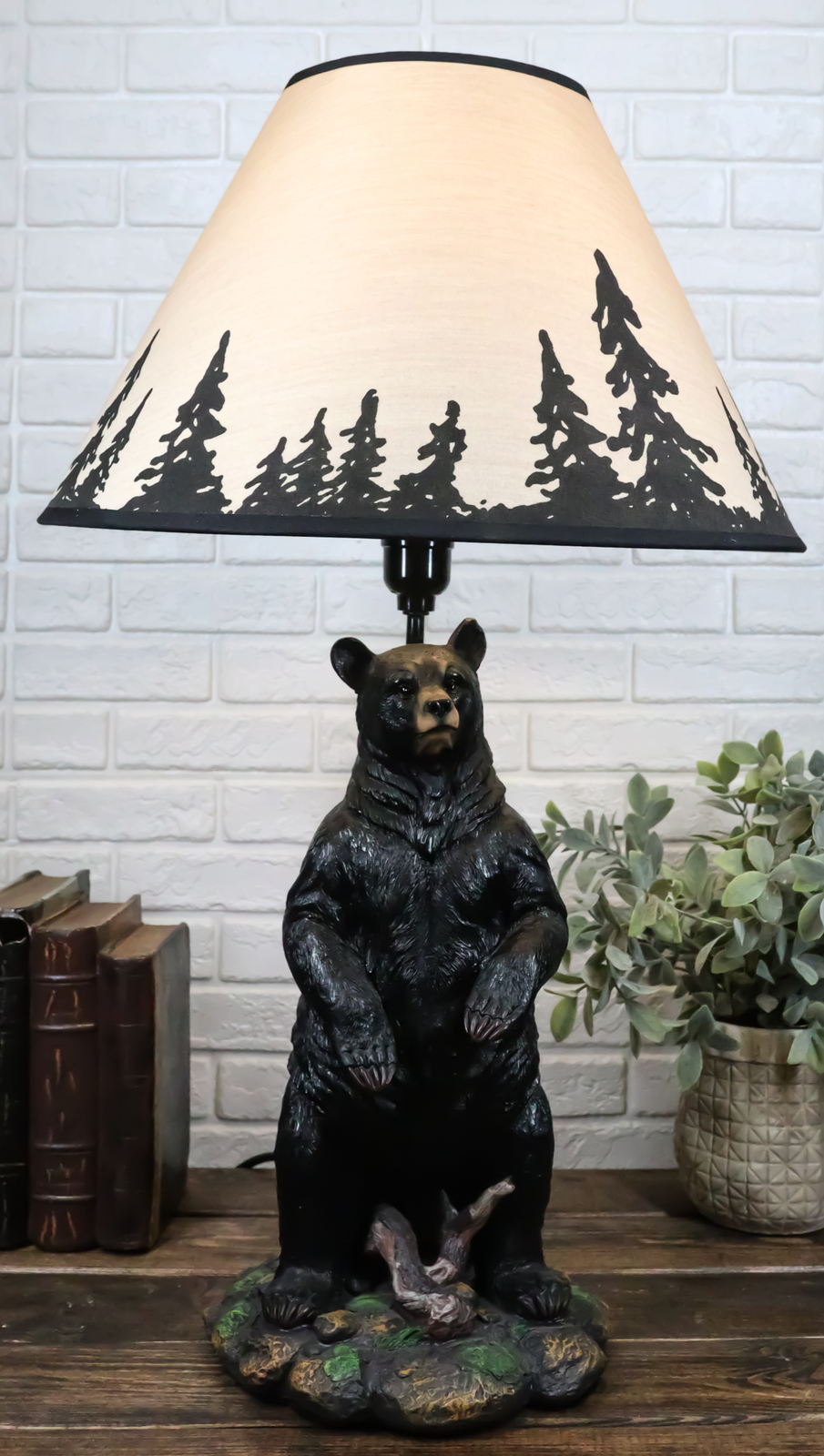 Large Standing Black Bear Surveyor Arkadius Desktop Table Lamp Decor Figurine