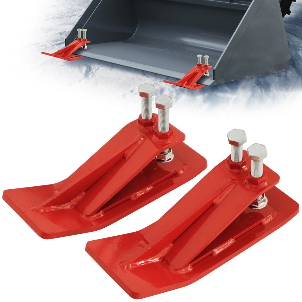 2PCS Tractor Bucket Protector, Heavy Duty Ski Edge Protector w Double Lock Nuts