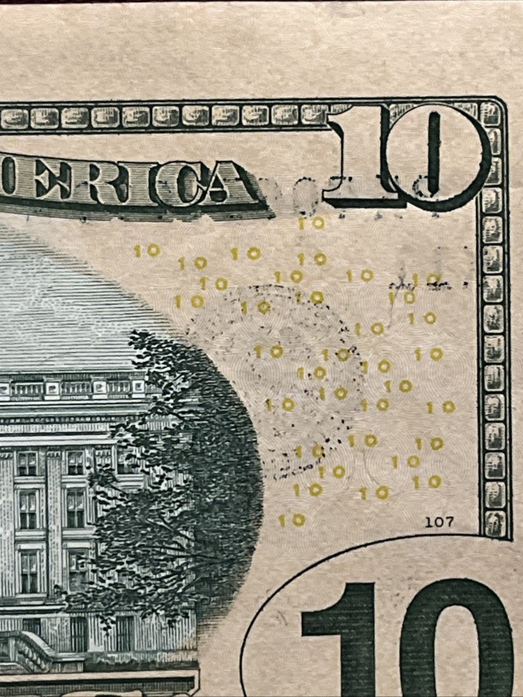 $10 Banknote Series 2017A  Excessive Ink Bleed Through Almost Uncirculated￼