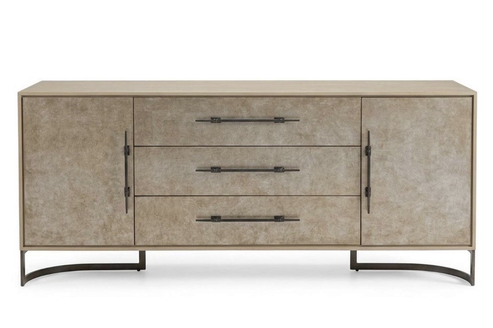 New Caracole Foiled Again Buffet with Amber Silverleaf Doors &Deep Bronze Frame