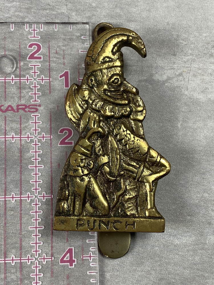Vintage Solid Brass Mr Punch Door Knocker Complete