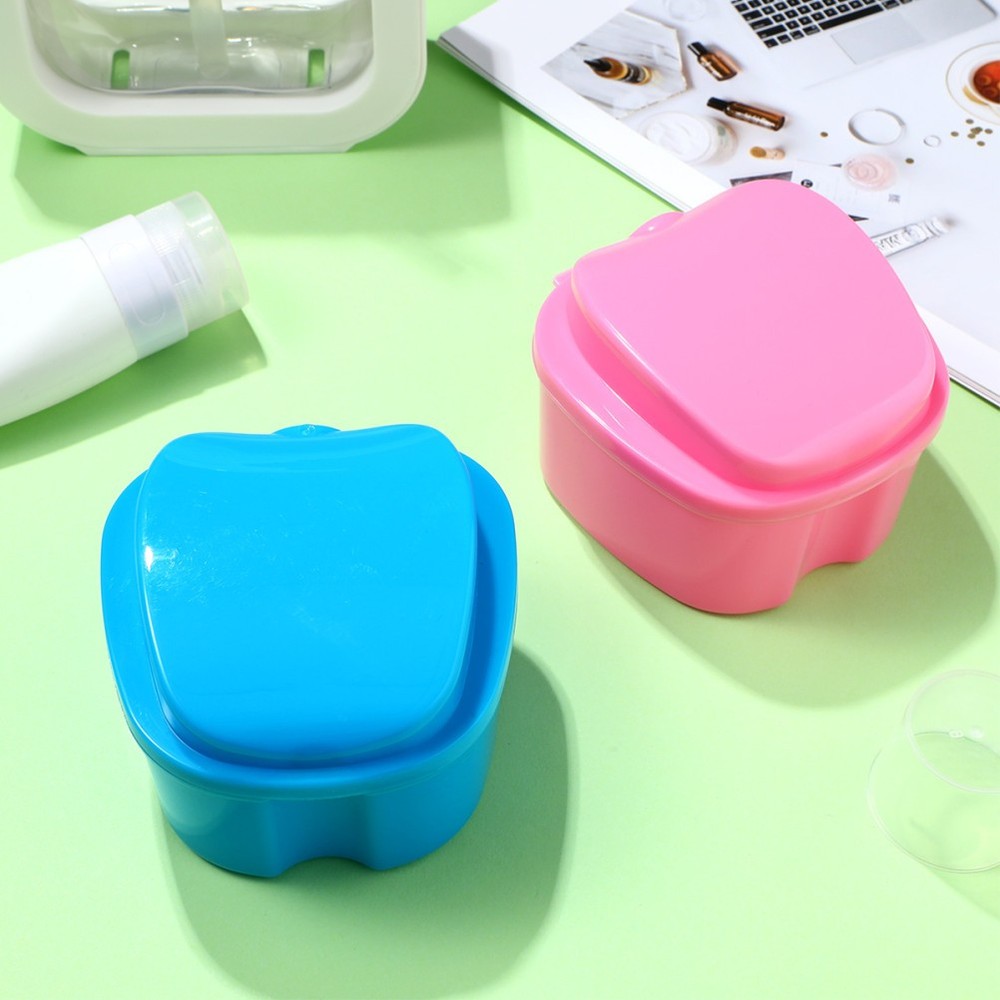 2 Pcs Teeth Box Set Travel Storage Container for Dentures Containers