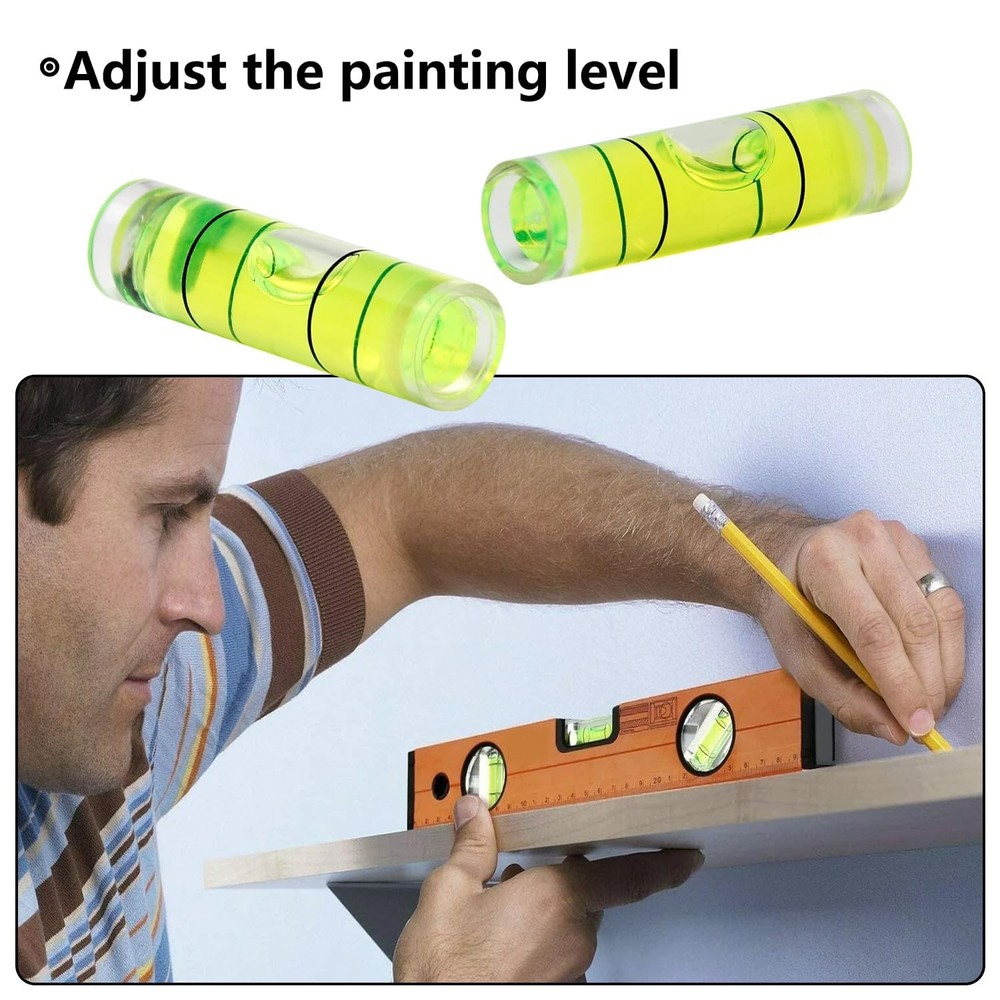 10 Pcs Small Cylindrical Bubble Level Vials, 9.5X34 Mm