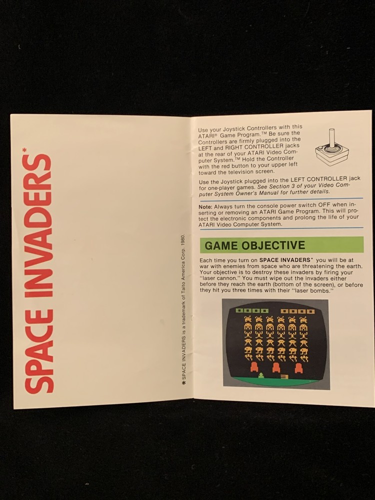 SPACE INVADERS - Game Program Instructions / Manual - ATARI 1981
