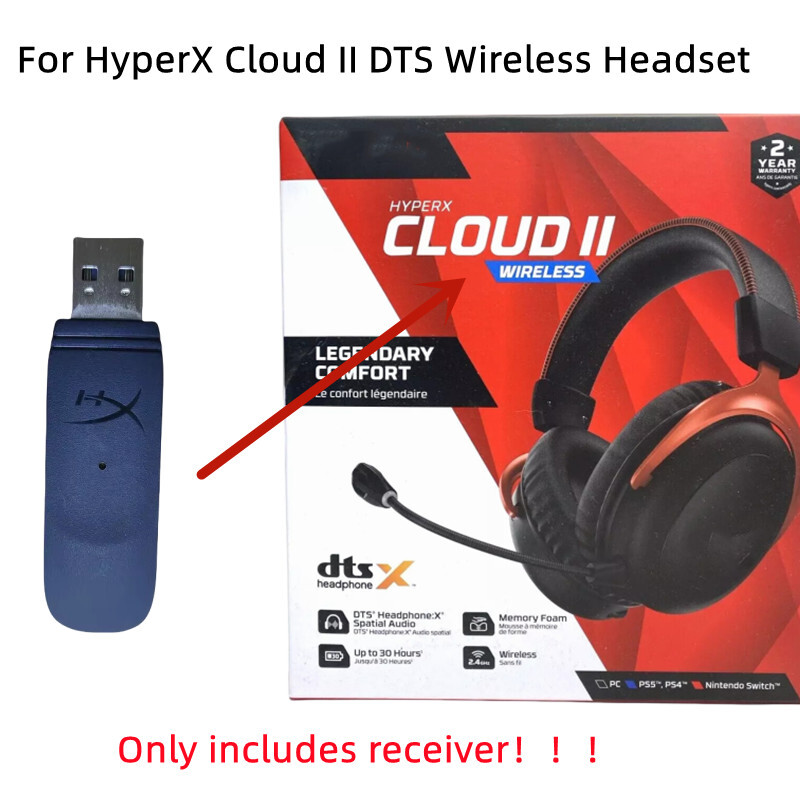 USB Receiver Adapter for Kingston HyperX Cloud II DTS Wireless Headset