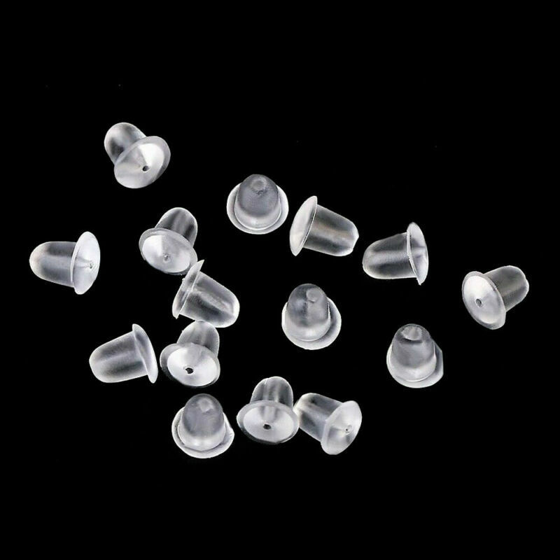 100x Silicone Earring Backs Rubber Earring Backs Stopper Cap Soft Clear Ear Ring