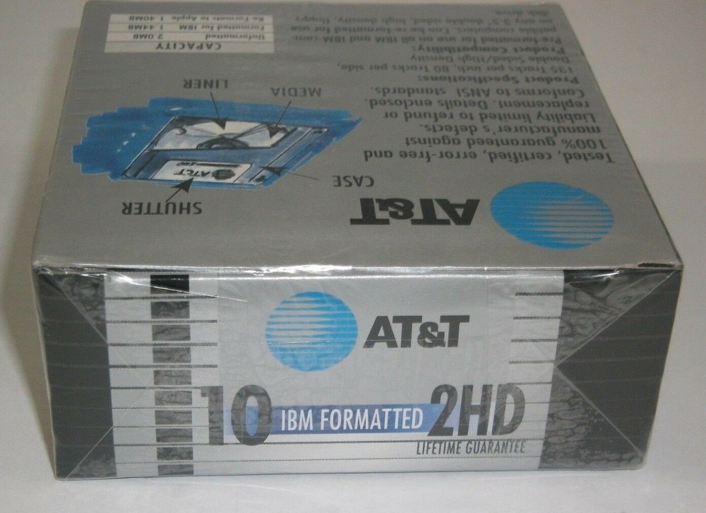 AT&T IBM Formatted DS/HD 3.5" Diskettes 10 Count Floppy Disk