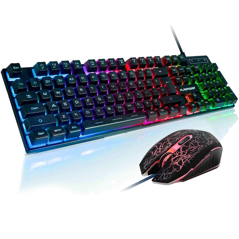 RGB Adjustable Breathing Backlit Mechanical Feeling Gaming Keyboard Mouse PC