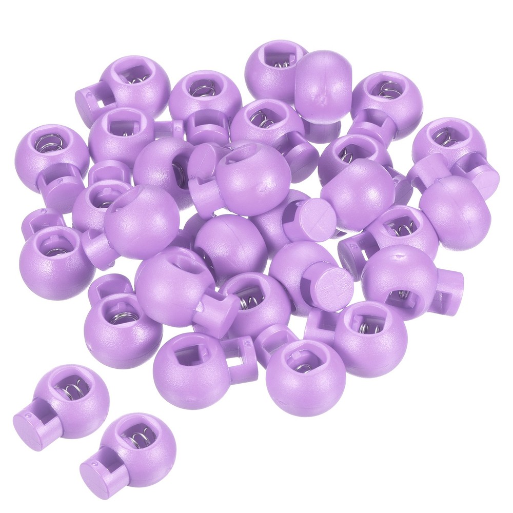 Cord Locks, 30 Pack Ball Spring Toggle Stopper, Light Purple