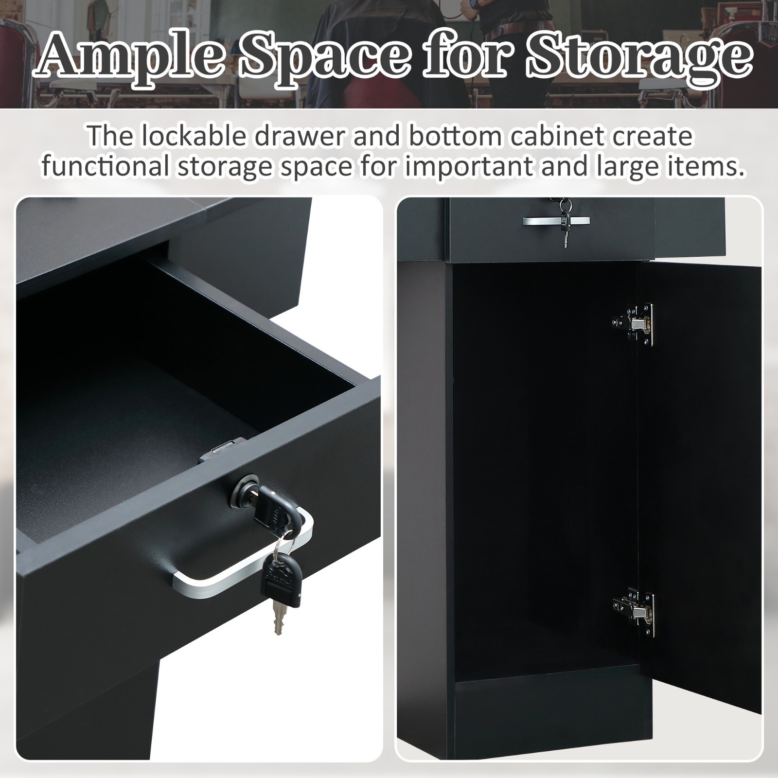 Salon Station Barber Beauty Spa Storage Cabinet Equipment W/Glass Door, Shelves