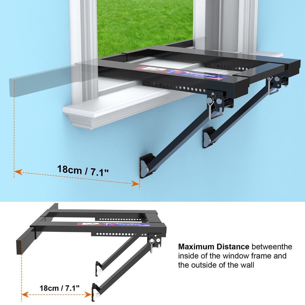 Upgraded No-Drill Window AC Bracket, Adjustable Window Air Conditioner Support
