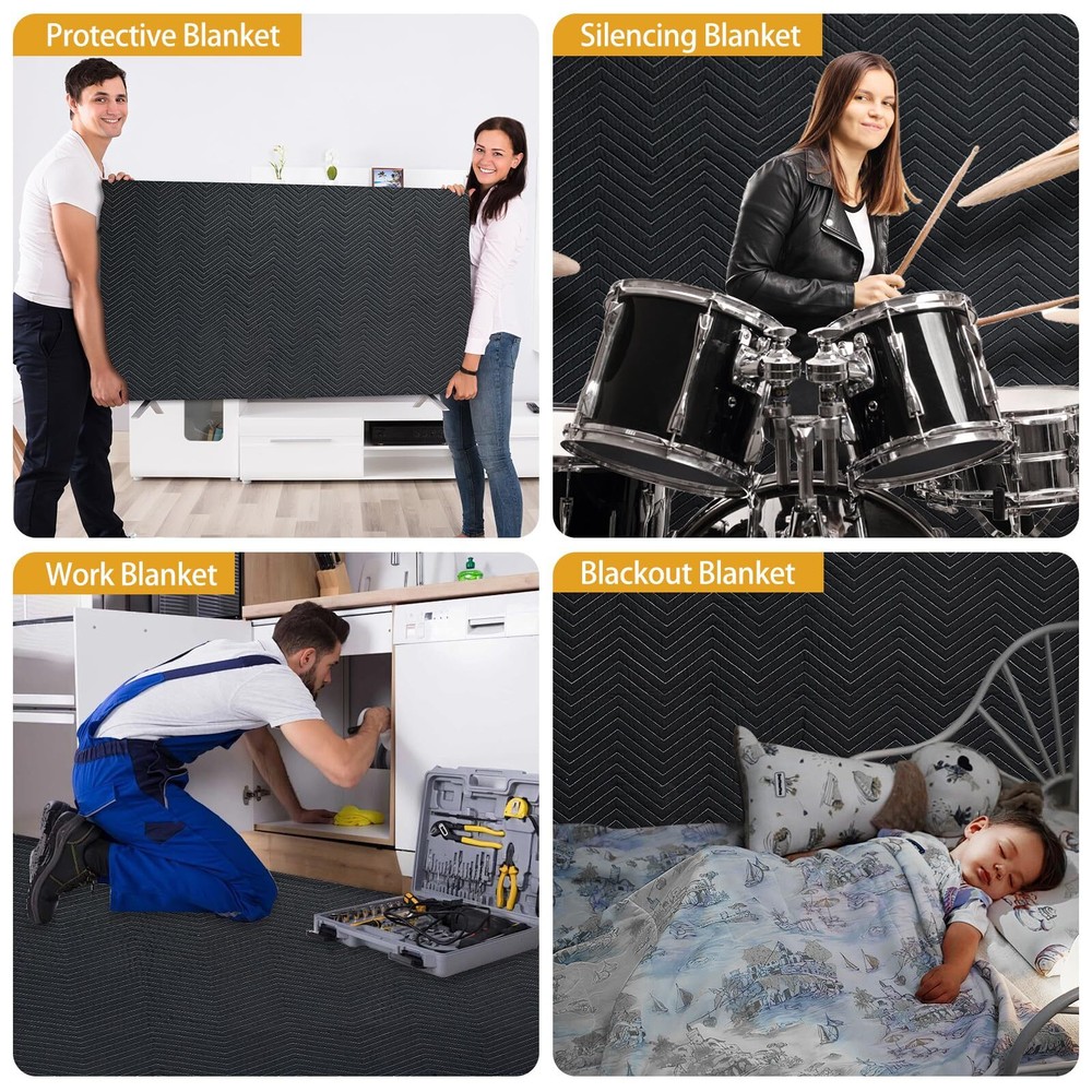 72" x 40" Soundproof Blanket Grommets for Noise Reduction Studio