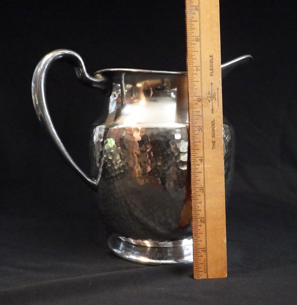 Vintage EPNS Hammered Nickle Silver Water Pitcher