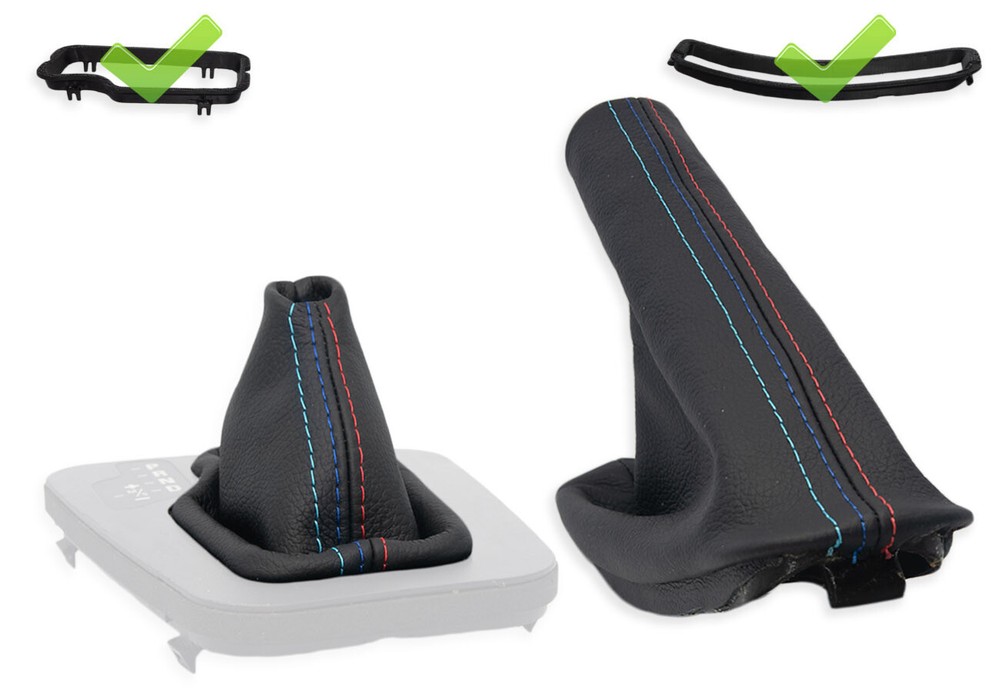 FOR BMW E46 automat. GEAR SHIFT + EBRAKE GAITER LEATHER STITCHING MPOWER + FRAME