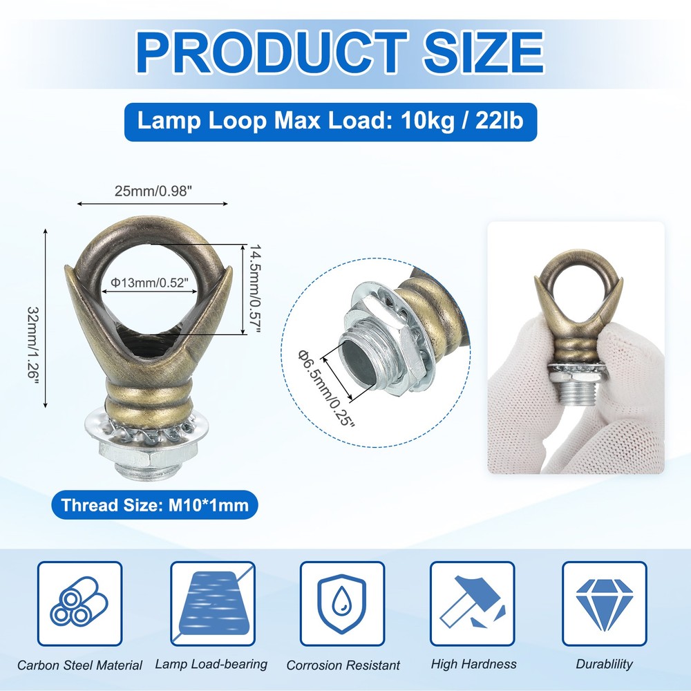 Eye Nut 22lb Max Load M10 Female Loop Ring with Accessories Bronze 4pcs