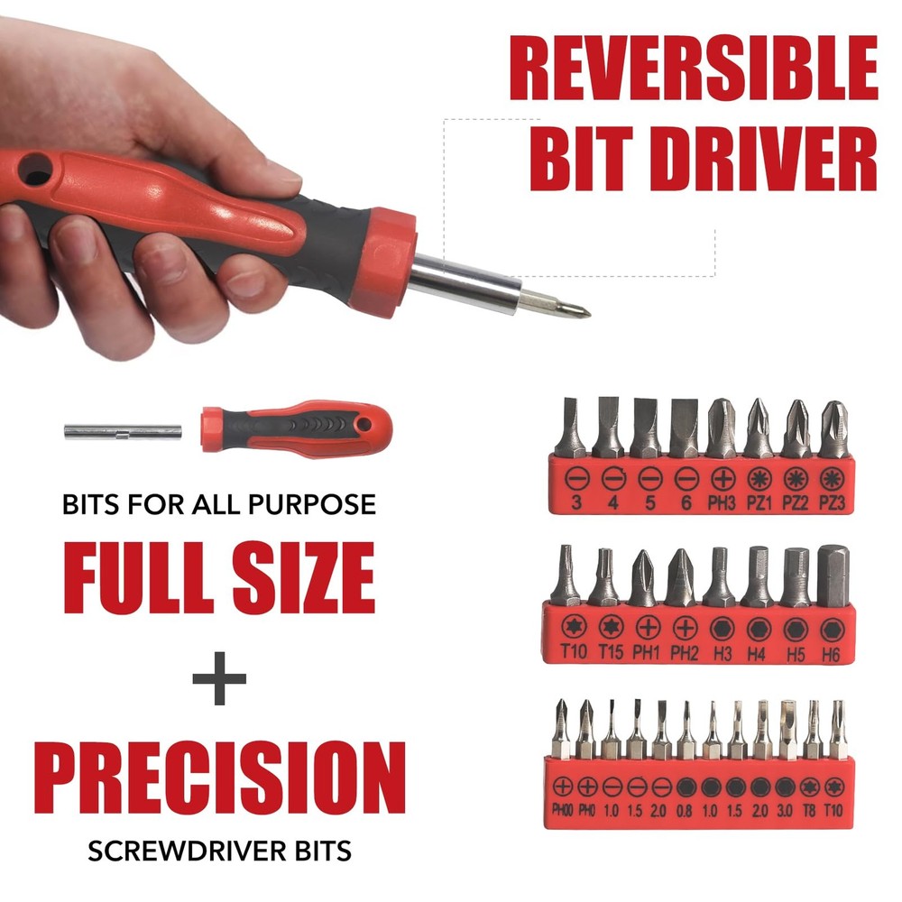 Basic Home Red Tool Kit - 38 Pieces Tool Set with Portable Storage Boxes for ...