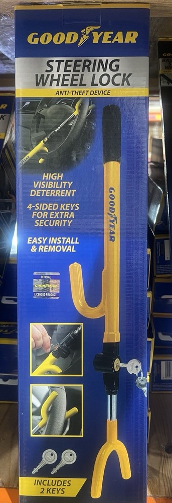 Goodyear Steering Wheel Lock Anti Theft Device Includes Two Keys