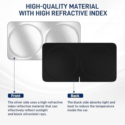 Windshield Sun Shade with Storage Pouch, Thickened Titanium Silver M(64"x32")