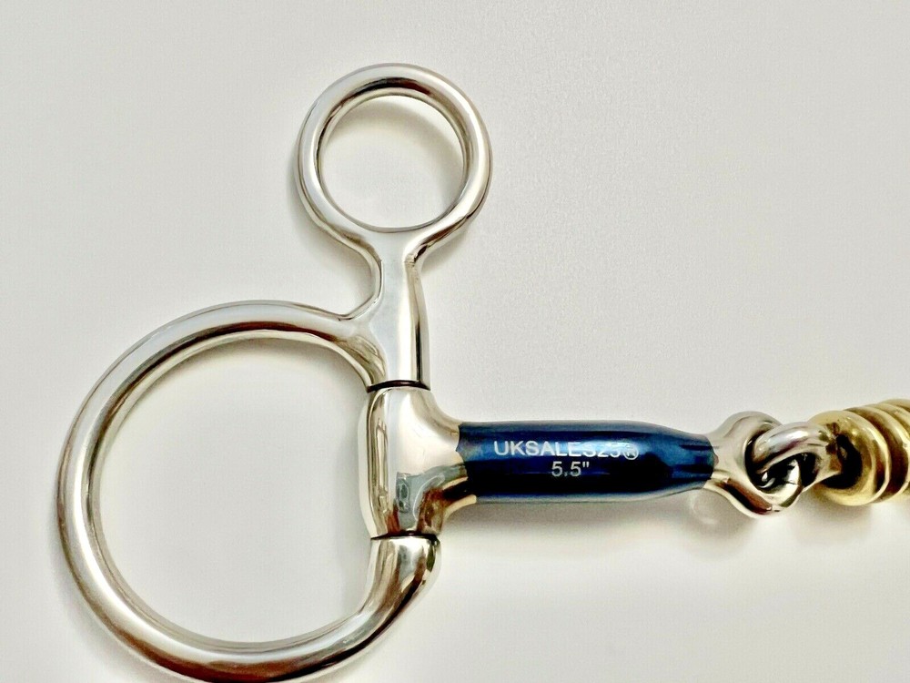 Hanging Cheek Snaffle Blue Sweet Iron / Brass Roller links *SAME DAY DISPATCH*