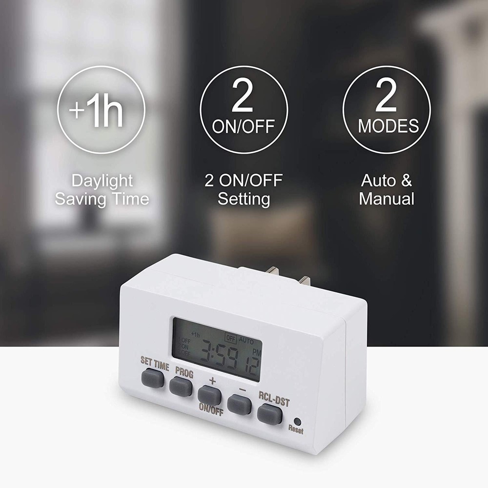 BN-LINK Mini Indoor Easy Set Daily 24-Hour Digital Outlet Timer 2-Prong 2 Pack