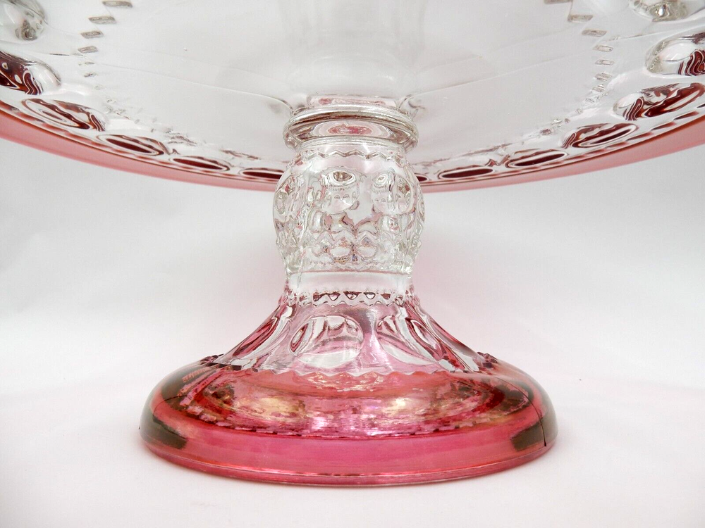 VINTAGE TIFFIN FRANCISCAN "KING'S CROWN - RUBY FLASHED" PEDESTAL CAKE STAND