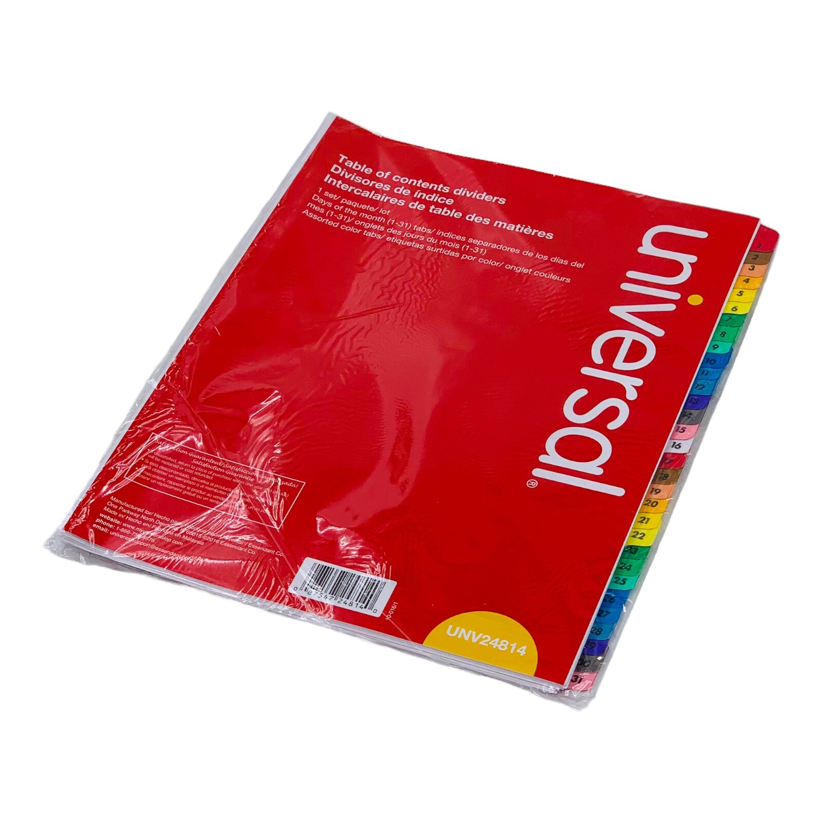 Universal Table of Contents Dividers 31 Tab 3 Hole Punched Letter Size