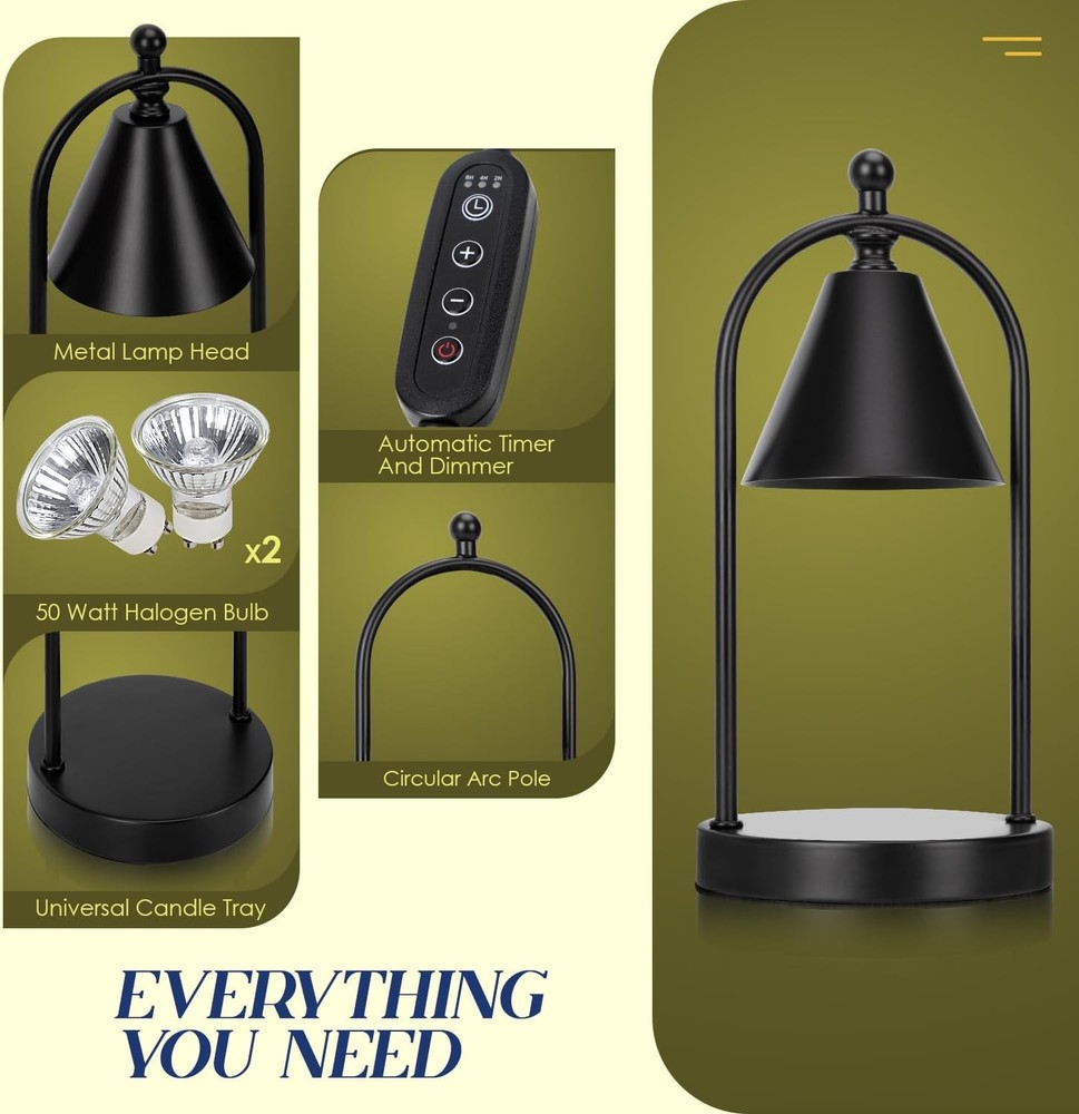 Soilsiu Candle Warmer Lamp with Timer, Electric Black Warming