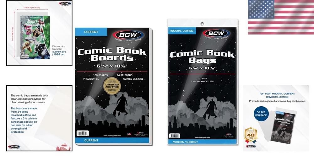 Crystal Clear Comic Bags & Boards Combo | 100 Polypropylene