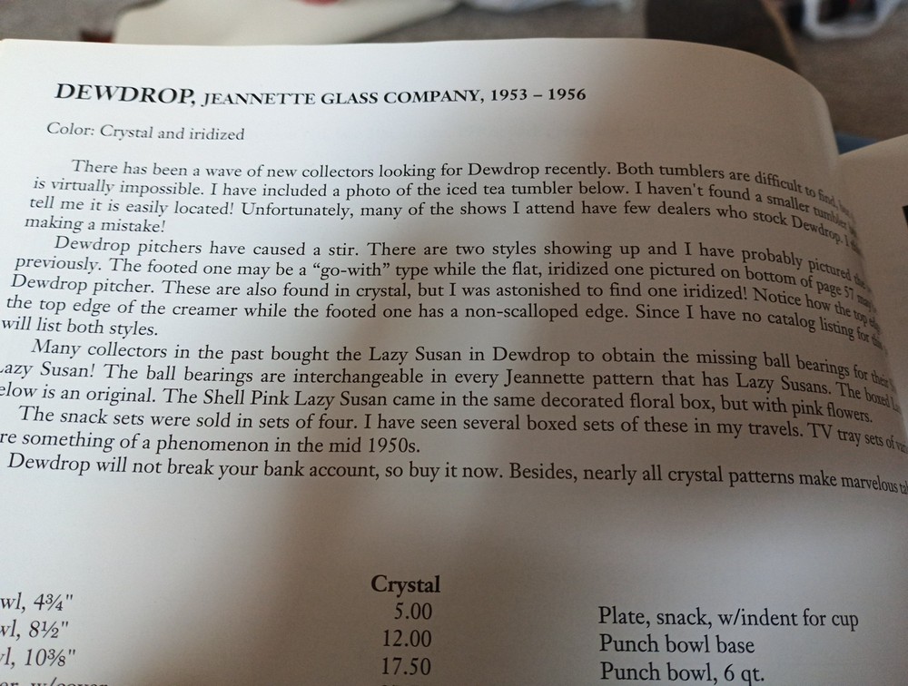 Depression Glass Dewdrop Iridescent Pitcher with Handle