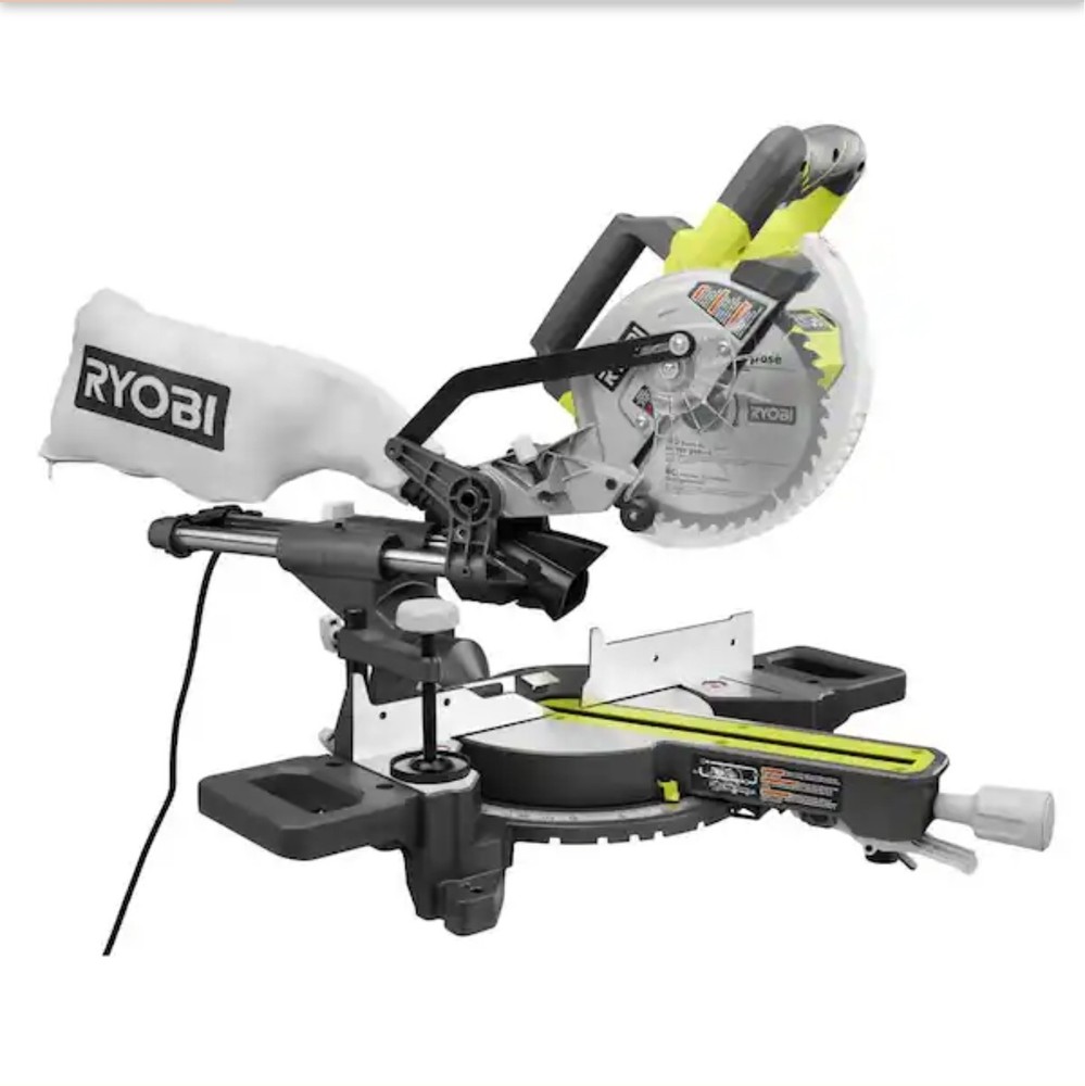 (NEW) Ryobi 7-1/4 In. Sliding Compound Miter Saw