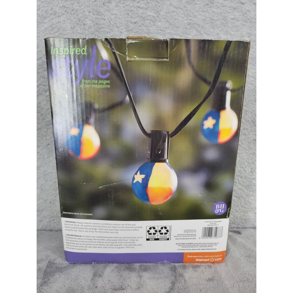 Better Homes Gardens Texas Star 10 Count String Lights Outdoor Indoor Use 9ft