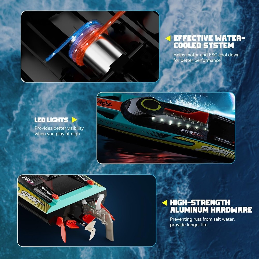 19" Racing Boat with LED Lights & Fishing Function