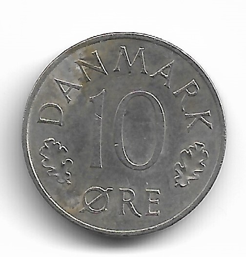 Denmark 10 Ore 1975 KM# 860.1