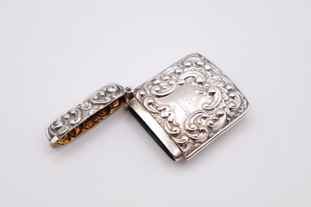 Antique Sterling Silver Vesta Case Hallmarked Birmingham 1908
