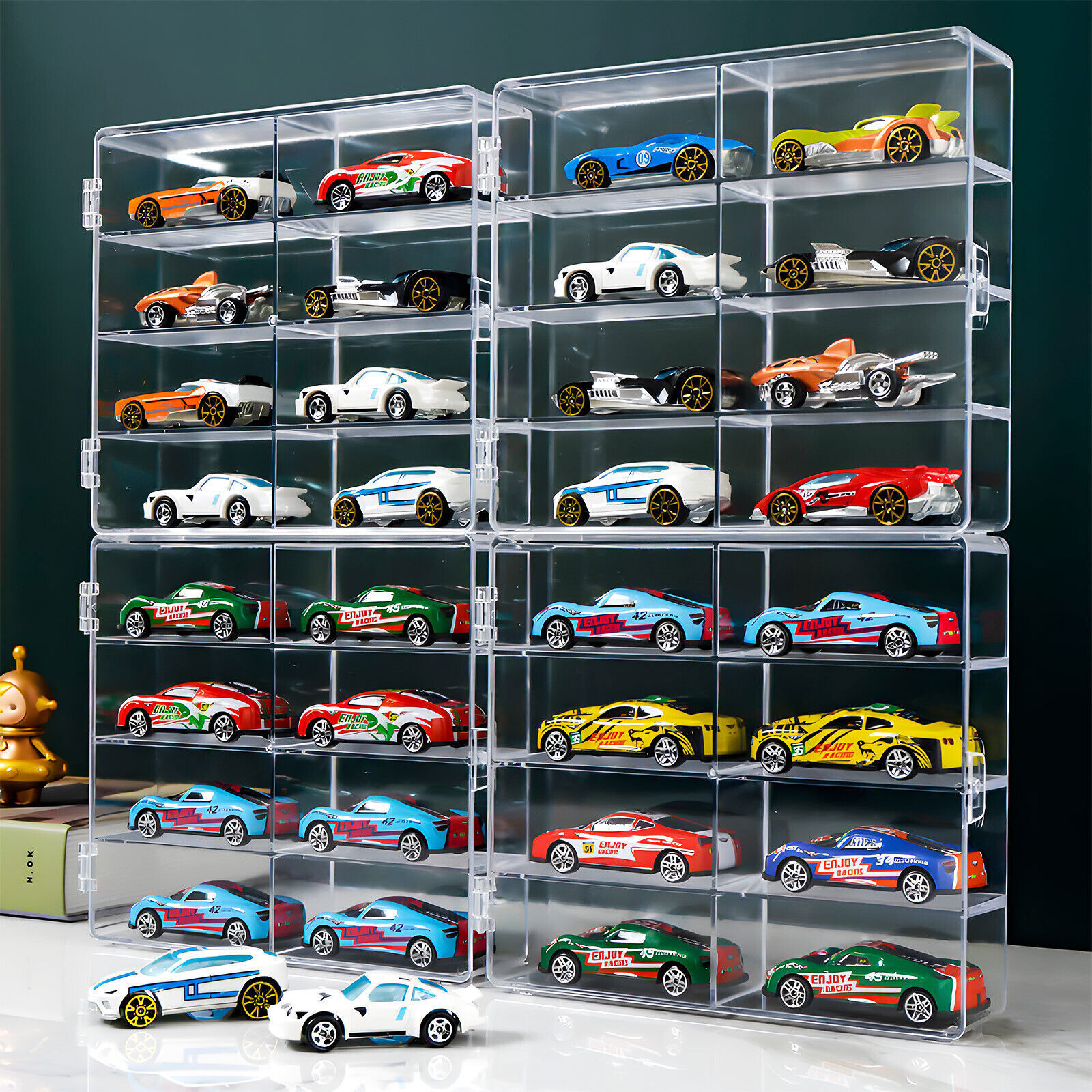 Car Display Case For 1/64 Hot Wheels Storage 8 Cars With Locking Latch Stackable