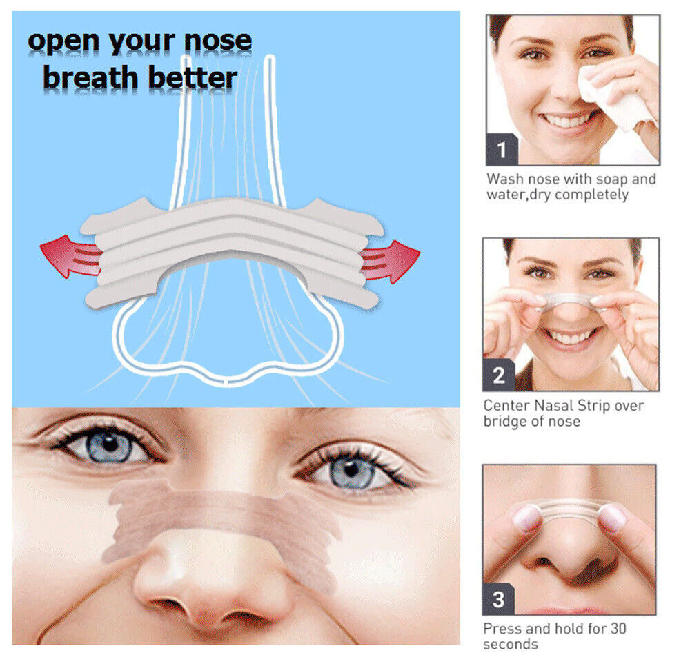 NASAL STRIPS Breathe Nose Better Reduce Snoring Now Apnea Adhesive Right Sleep