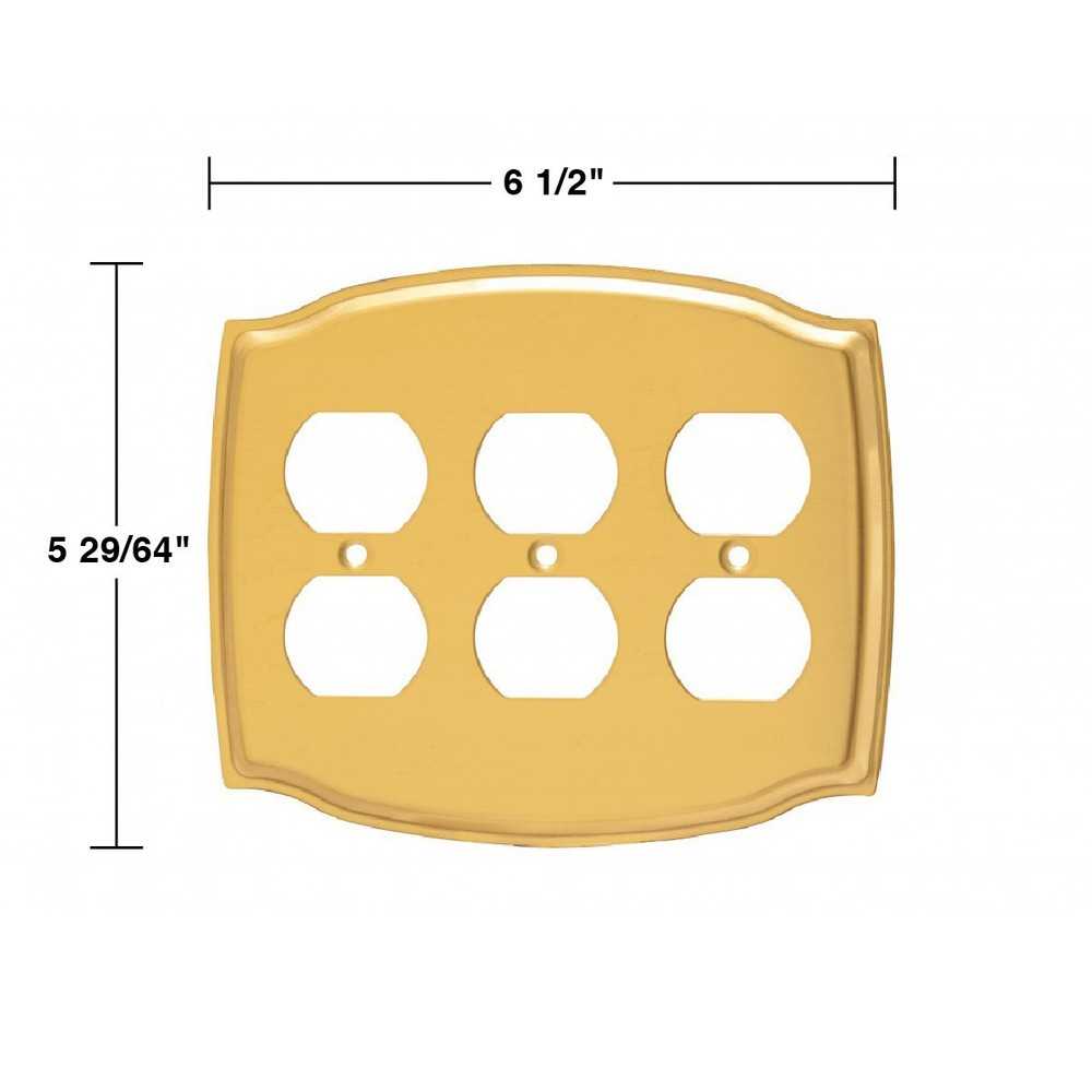 2 Switchplate Bright Solid Brass Triple Outlet | Renovator's Supply