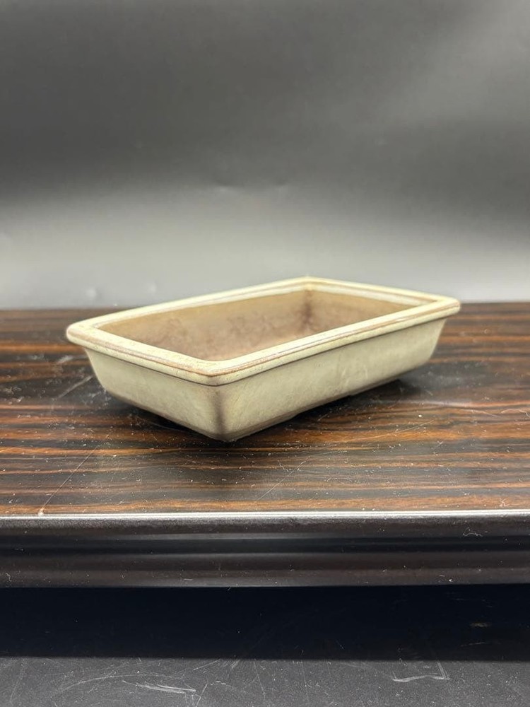 Pottery Rectangular Bonsai Pot White Japanese Art Shape Miniature Tree Container