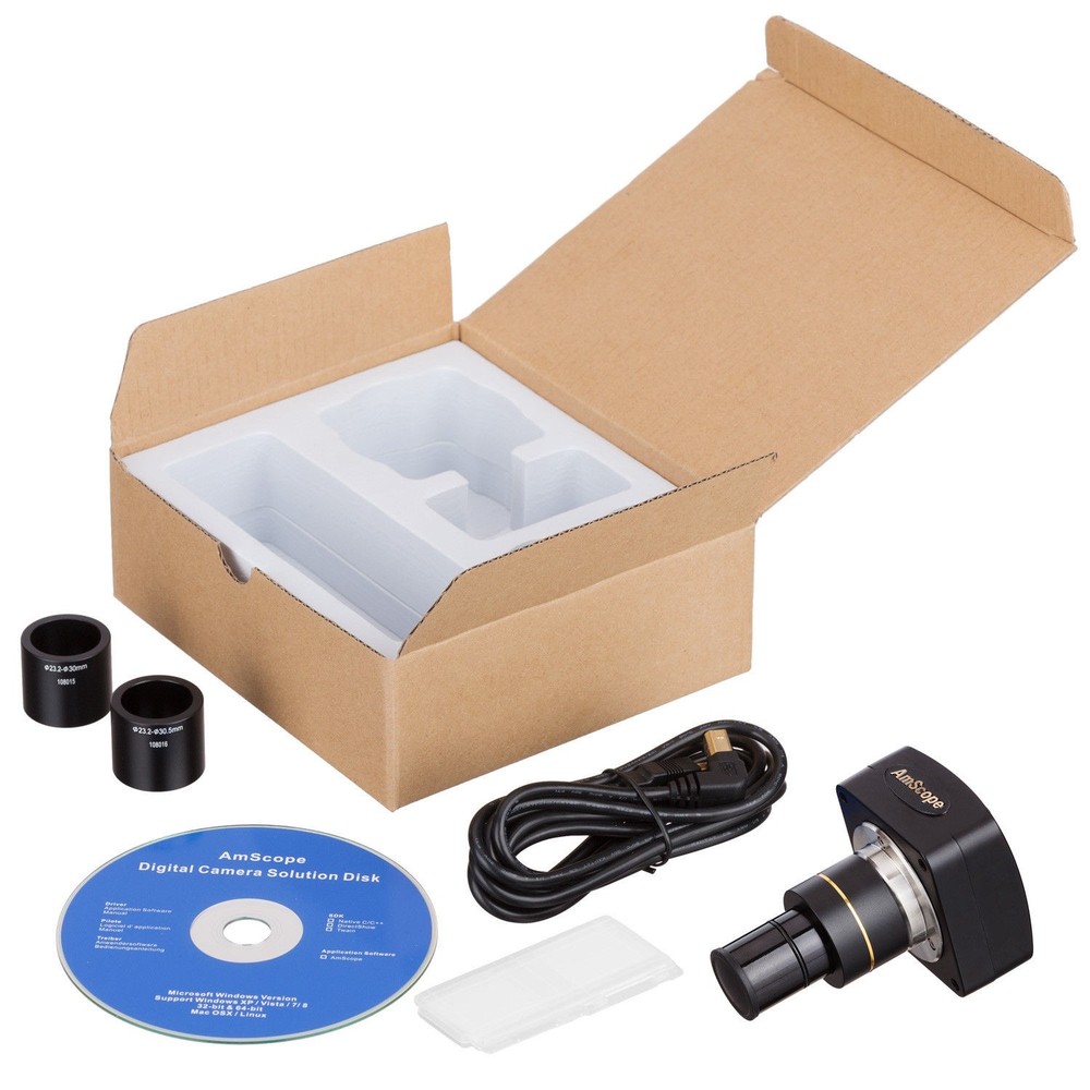 AmScope 5MP High-Speed USB Microscope Camera + Reduction Lens + Calibration Kit