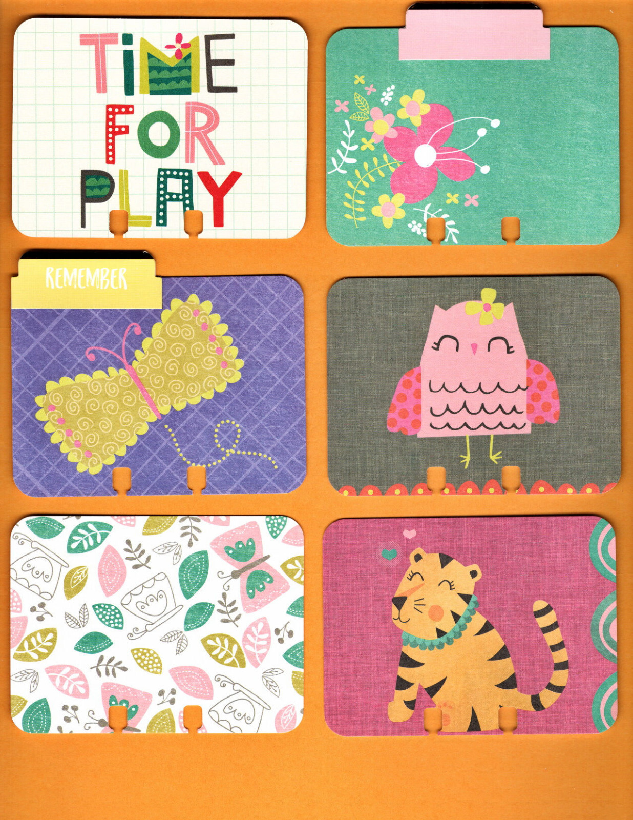 Project Life PLAYFUL (12) MEMORYDEX/ROLODEX CARDS 4 Tabs Double-Sided HANDMADE