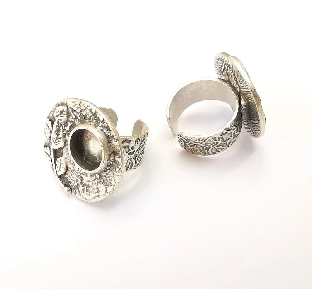 Leaf Ring Blank Settings, Cabochon Mounting, Adjustable Resin Ring Base 10mm