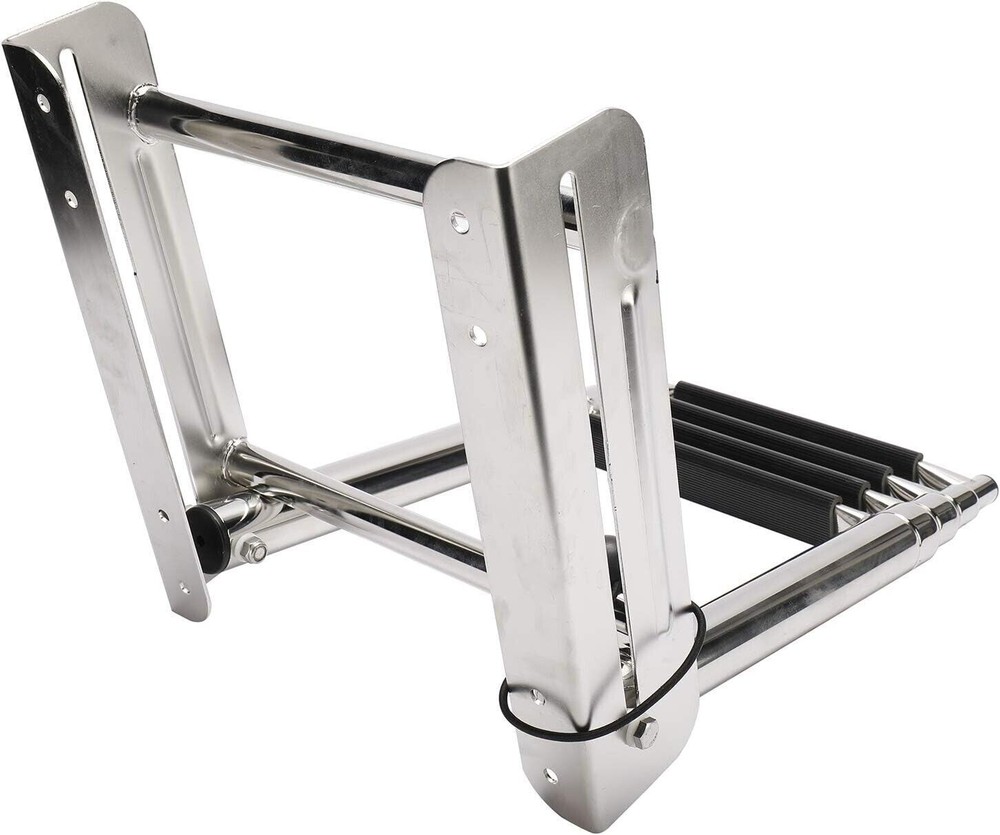 4 Step Stainless Telescoping Ladder Slide Under Platform Mount Boarding Ladder