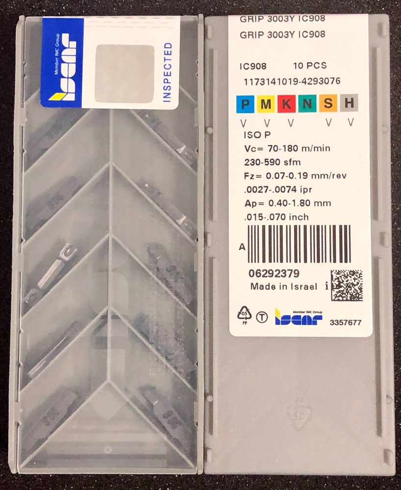 ISCAR GRIP 3003Y IC908 ** 10 INSERTS ** FACTORY PACK **