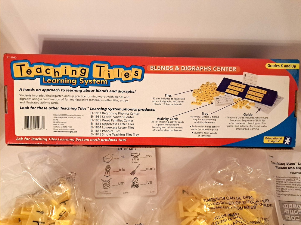 Teaching Tiles Learning Systems Blends and Digraphs Center Homeschool Reading