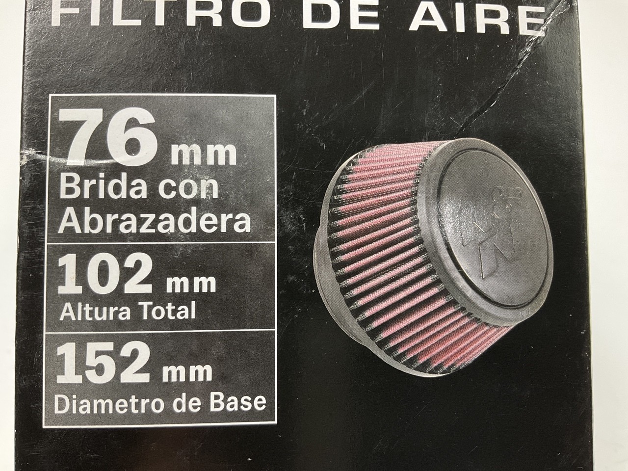 K&N RU5288 Universal Round Tapered Clamp On Air Filter - 3" ID Flange X 6" OD