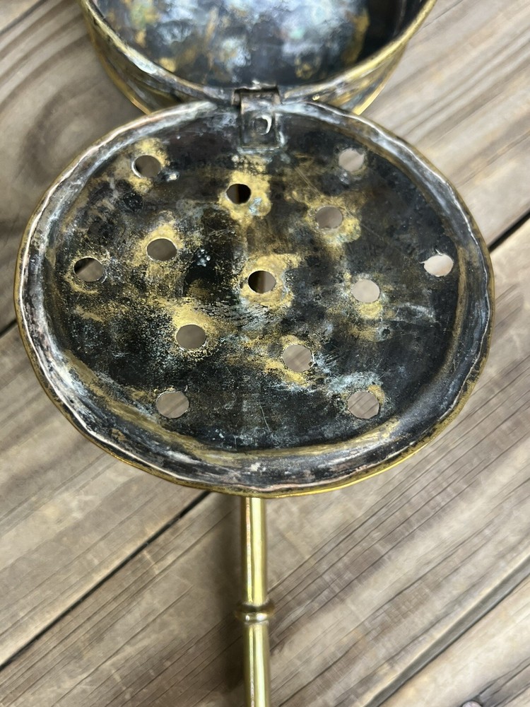 Primitive Antique Brass Handle with Copper Bed Warmer AS-IS Great Decor! Dented!